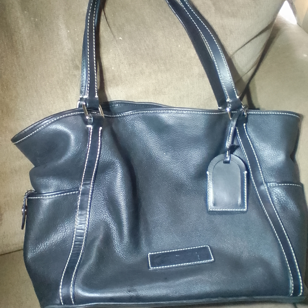 Elegant Black Leather Tote Bag